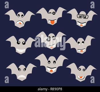 Emoji emoticon expression icons in style halloween spook face symbols graphics Stock Vector