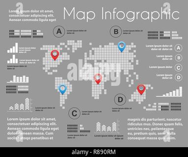 Infographics of map scheme in the field of industrial construction and heavy industry. Template for presentation and design Stock Vector