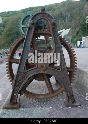 A boat winch at Babbacombe Beach, Torquay, Devon, England. Stock Photo