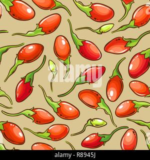 goji berries vector pattern on color background Stock Vector
