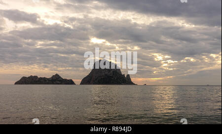 The island of Es vedra at sunset in Ibiza, Spain Stock Photo