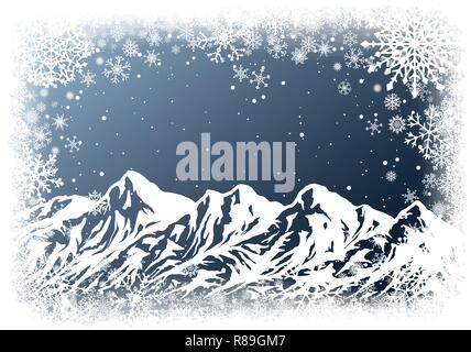 Christmas background with mountains Stock Vector