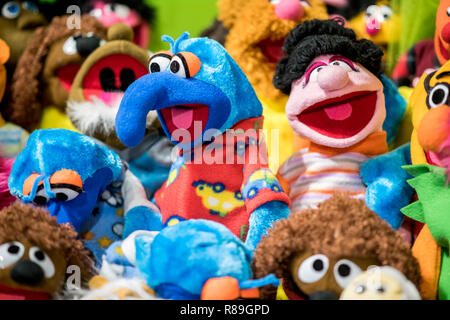 Colorful puppets from the Sesame Series in a close up full frame view for the entertainment of kids Stock Photo