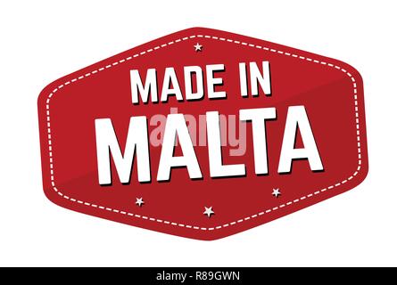 Made in Malta label or sticker on white background, vector illustration Stock Vector