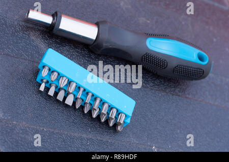 Screwdriver and drill bits Stock Photo
