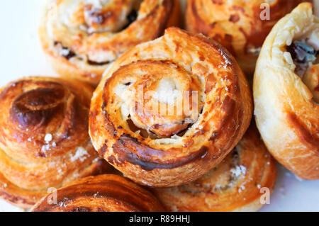 rolls with cottage cheese and raisins, homemade cakes round buns Stock Photo