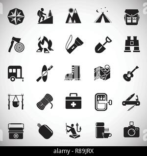 Camping icons set on white background for graphic and web design, Modern simple vector sign. Internet concept. Trendy symbol for website design web button or mobile app. Stock Vector
