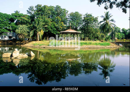 view of public garden with lake, hyderabad, andhra pradesh, india Stock Photo