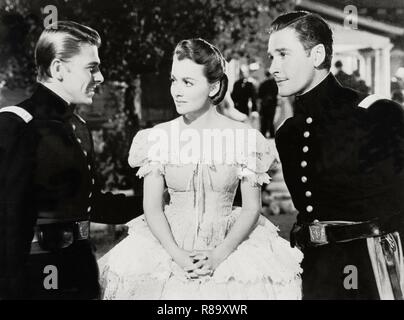 Santa Fe Trail  Year : 1940 USA Director : Michael Curtiz Ronald Reagan, Olivia de Havilland, Errol Flynn Stock Photo