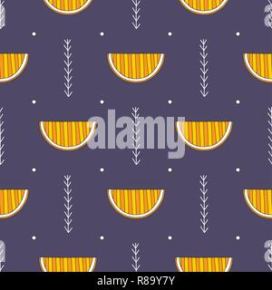 Hand drawn abstract oranges seamless pattern. Vector colorful background in modern style. Striped funny texture for surface designs, textiles, wrappin Stock Vector