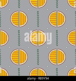 Hand drawn abstract oranges seamless pattern. Vector colorful background in modern style. Striped funny texture for surface designs, textiles, wrappin Stock Vector