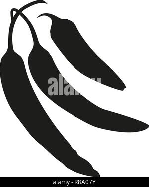 Black and white hot chilli pepper silhouette. Stock Vector