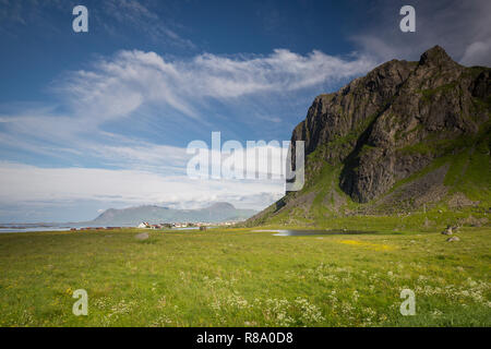 Beautiful landscape of Eggum area in Lofoten islands. Summertime in Norway. Stock Photo