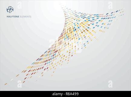 Abstract spiral storm halftone colorful on white background technology concept. Dots pattern elements perspective. Vector illustration Stock Vector