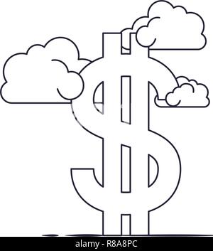 dollar symbol with clouds isolated icon Stock Vector