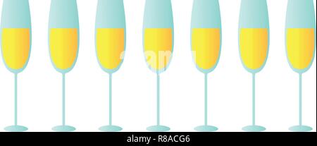 Realistic vector illustration set of transparent champagne glasses with sparkling white wine, on white background. Love heart concept. Ring for engagement and Valentine s day. Stock Vector