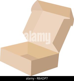 close-up single carton box open empty isolated on white background, brown parcel cardboard box for packages delivery Stock Vector
