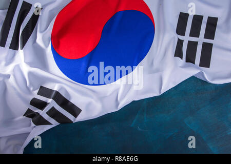 An emblem of Korea and Koreans concept, with national flag 'Taegukgi', national flower 'Rose of Sharon' and so on. 183 Stock Photo