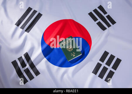 An emblem of Korea and Koreans concept, with national flag 'Taegukgi', national flower 'Rose of Sharon' and so on. 161 Stock Photo