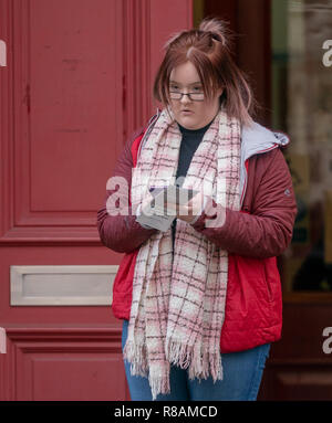 Elgin, Moray, Scotland, UK. 13th Dec 2018. Lynzi Bruce following her 2nd conviction for drink driving at Elgin Sheriff Court on Thursday 13 December 2018. The circumstances of the case is that she had consumed 2 glasses of wine with a meal but decided to drive around the are to kill time, with a friend and her child within the vehicle. Reported by anonymous call to Police who stopped her car near Alves on the A96 in Moray. She was disqualified from driving 15 months. Credit: JASPERIMAGE/Alamy Live News Stock Photo