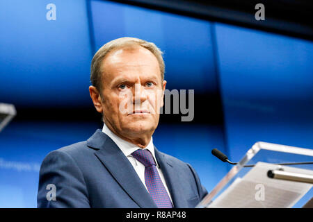 Brussels, Belgium. 14th Dec 2018. Donald Tusk, President of the European Council  during a press conference during European Council Summit in Brussels, Belgium on December 14, 2018. Credit: Michal Busko/Alamy Live News Stock Photo