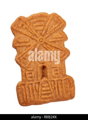 An overhead photo of a traditional Christmas Spekulatius cookie, isolated on a white background with a clipping path Stock Photo