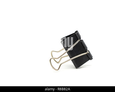 Black paper clip isolated on white background. Clip for document or paper clip attachment. Stock Photo