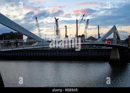 Glasgow, UK: 21 November 2018: Redevelopment of the water front area of the Tradeston district of Glasgow for the new Buchanan Wharf developement in p Stock Photo