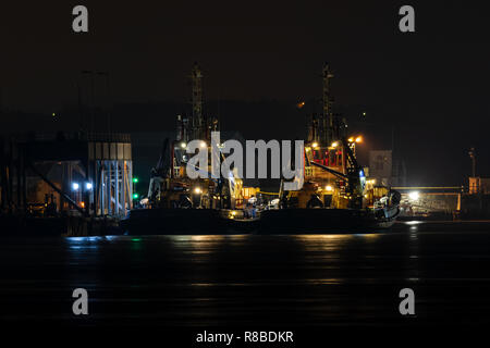 Svitzer Towing Tugs moored at Pembroke Dock  South Wales in December 2018 Stock Photo