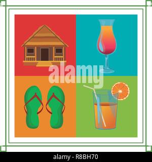 set of beach vacation icon Stock Vector