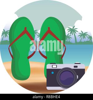 flips flops with camera Stock Vector