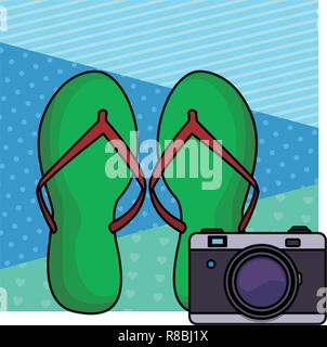 flips flops with camera Stock Vector