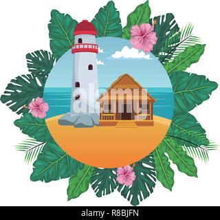 lighthouse with cottage Stock Vector