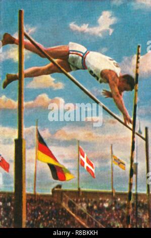 American pole-vaulter Sabin Carr, 1928. Creator: Unknown. Stock Photo