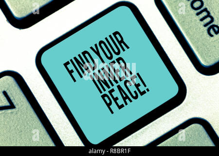 Word writing text Find Your Inner Peace. Business concept for Peaceful style of life Positivism Meditation Keyboard key Intention to create computer m Stock Photo