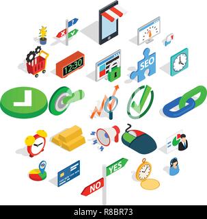 Index icons set, isometric style Stock Vector