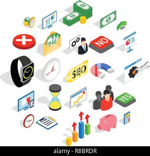Transaction icons set, isometric style Stock Vector