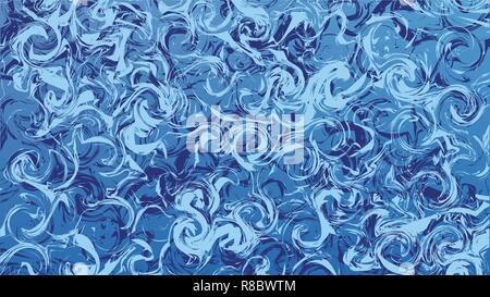 Marble blue abstract background. Digital painted vector marbled texture. Wide aspect ratio Stock Vector