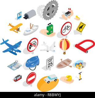 Movement icons set, isometric style Stock Vector