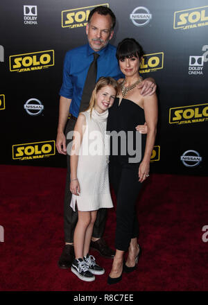 HOLLYWOOD, LOS ANGELES, CA, USA - MAY 10: Russ Lamoureux, Colette Zoe Lamoureux, Constance Zimmer at the Los Angeles Premiere Of Disney Pictures And Lucasfilm's 'Solo: A Star Wars Story' held at the El Capitan Theatre on May 10, 2018 in Hollywood, Los Angeles, California, United States. (Photo by Xavier Collin/Image Press Agency) Stock Photo