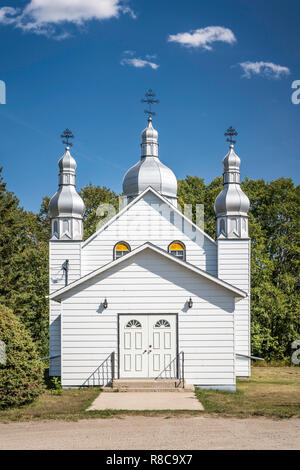 The exterior of the St. Eliah Ukrainian Orthodox Church in Rossburn, Manitoba, canada. Stock Photo