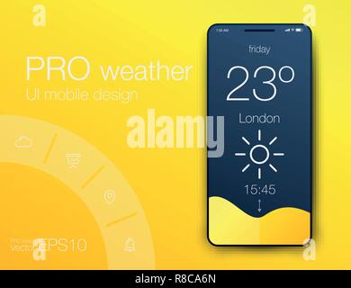 Weather Forecast App Ux Ui Design. Stock vector Stock Vector