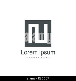 Initial Letter IU Logo Template Design. Minimalist letter logo template Stock Vector