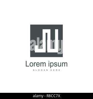 Initial Letter JU Logo template design. Minimalist letter logo vector design Stock Vector