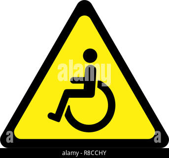 Warning sign with disabled people symbol Stock Photo