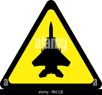 Warning sign with jet symbol Stock Photo