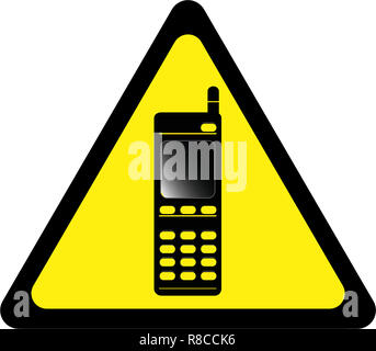 Warning sign with mobile phone symbol Stock Photo