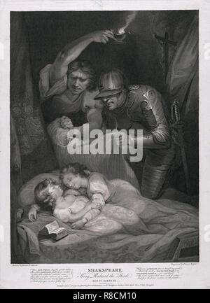 King Richard the Third: Act IV, Scene III (The Murder of the Princes in the Tower) pub. 1790. Creator: James Northcote (1746 - 1831) after. Stock Photo