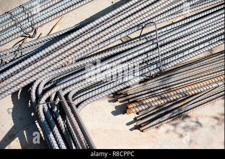 reinforcement steel in various sized bars Stock Photo