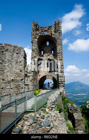 Europe, Italy, Piedmont Avigliana - Sacra di San Michele Abbey of the Val Susa. Ruins of the tower of Beautiful Alda Stock Photo